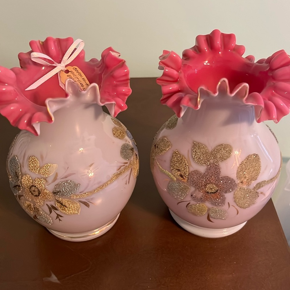 Corolene art glass vases (2)